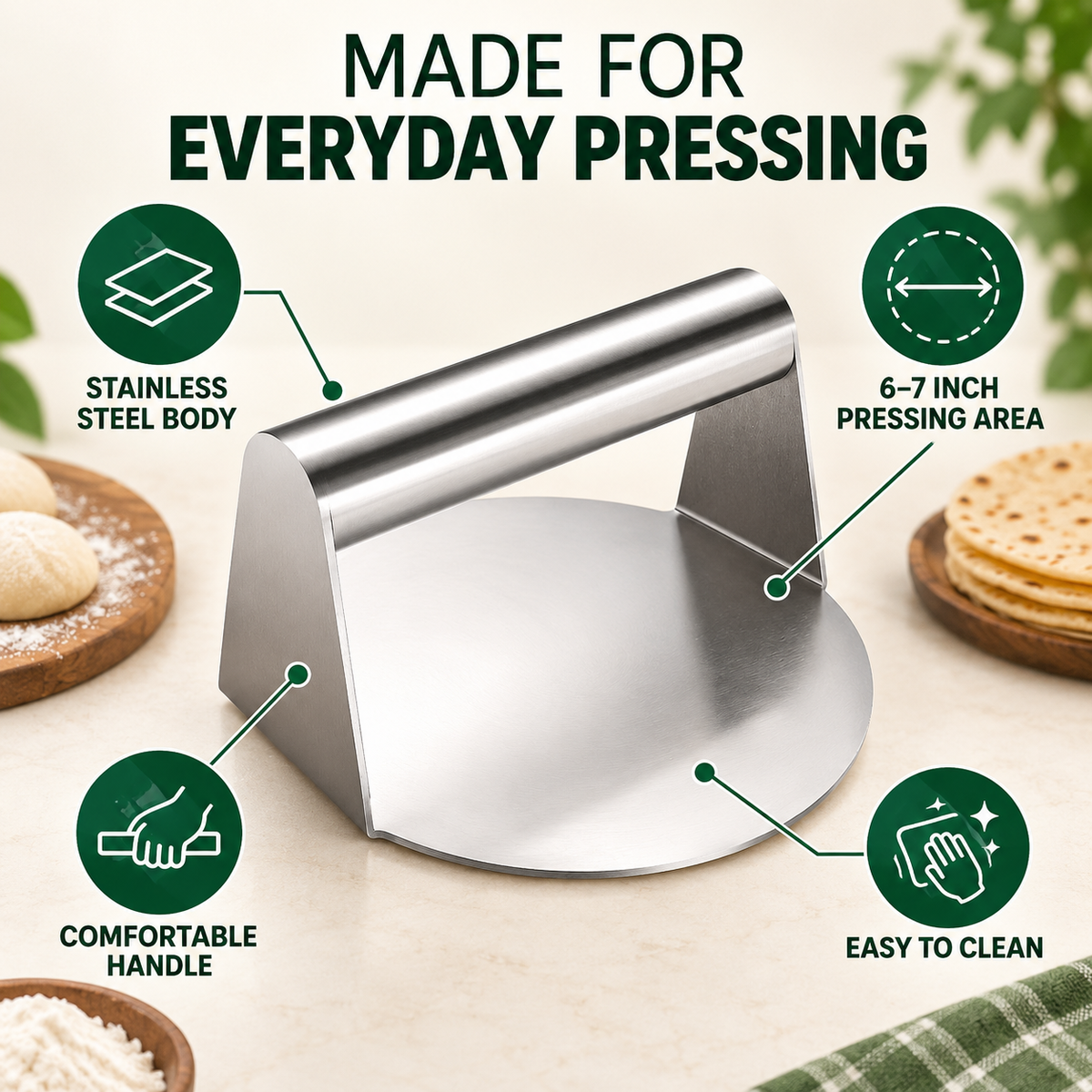 Stainless Steel Roti & Puri Dough Press