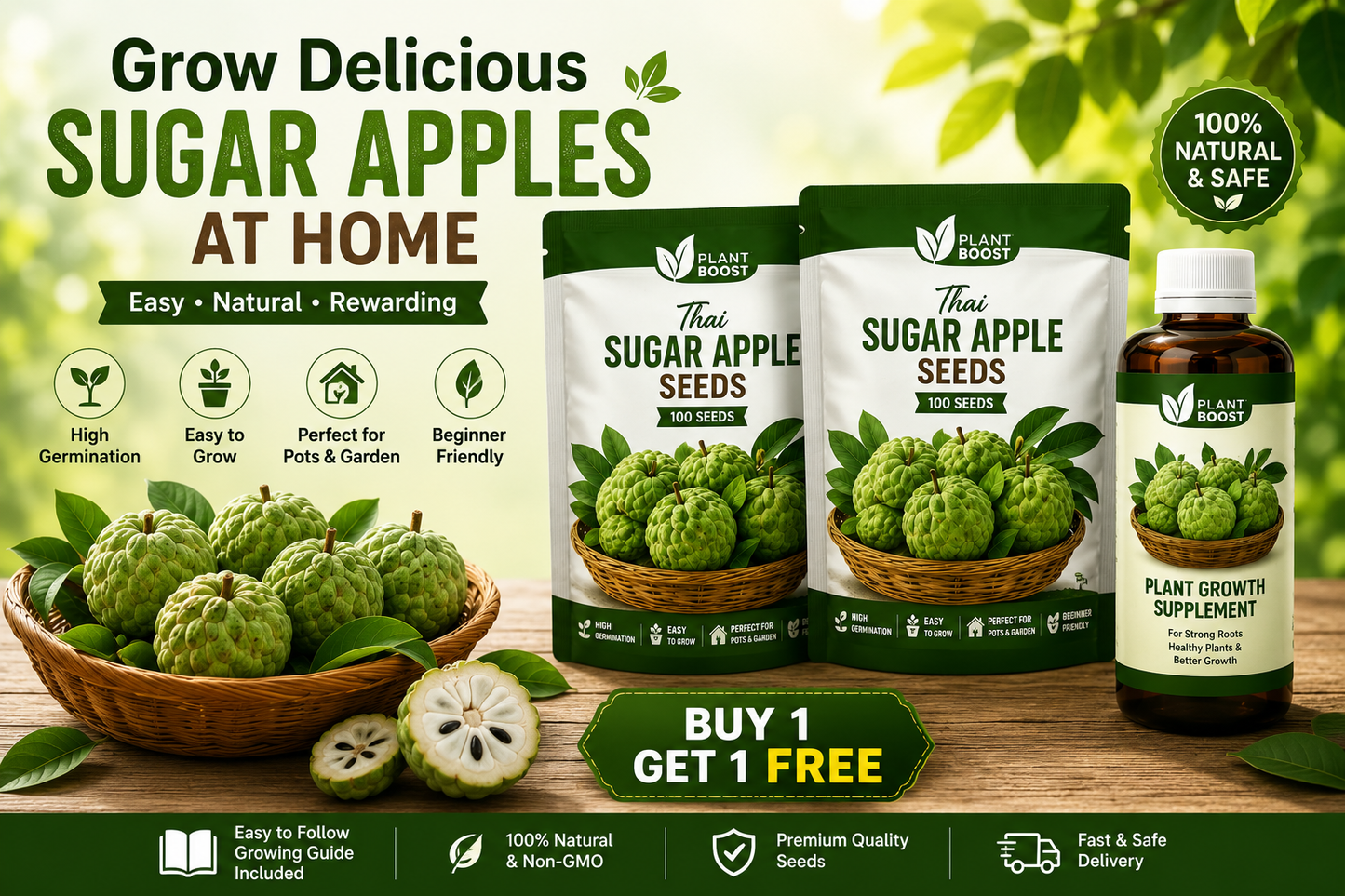 Thai Sugar Apple Seeds Growing Kit π± Buy 1 Get 1 Free