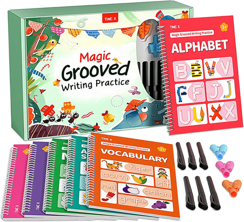 Magic Grooved Writing Practice Books, Reusable 3D Groove Handwriting Practice Workbooks for Kids