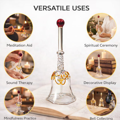 Handcrafted Amber Glass Ringing Bell for Pooja & Mandir