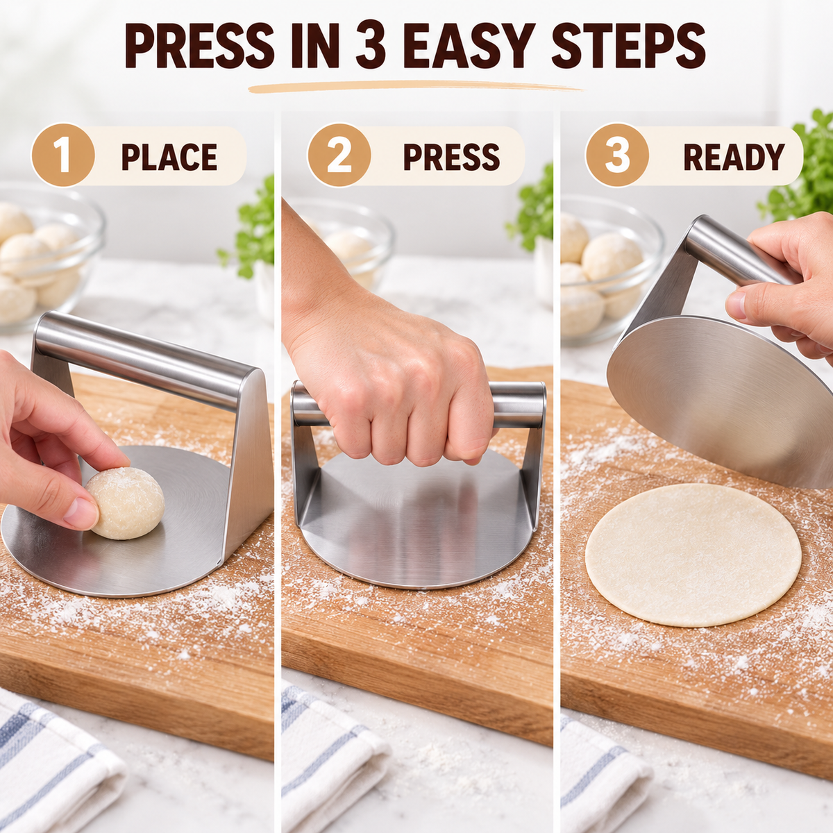 Stainless Steel Roti & Puri Dough Press