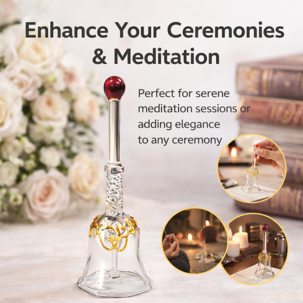 Handcrafted Amber Glass Ringing Bell for Pooja & Mandir