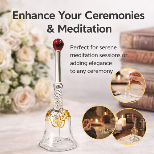 Handcrafted Amber Glass Ringing Bell for Pooja & Mandir