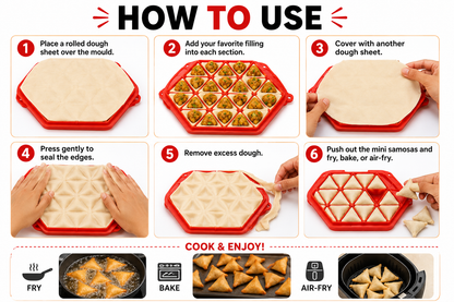 Samosa Maker Tray (Makes 24 Mini Samosas) - Quick & Easy Samosa Mould