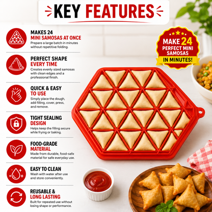 Samosa Maker Tray (Makes 24 Mini Samosas) - Quick & Easy Samosa Mould