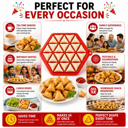 Samosa Maker Tray (Makes 24 Mini Samosas) - Quick & Easy Samosa Mould