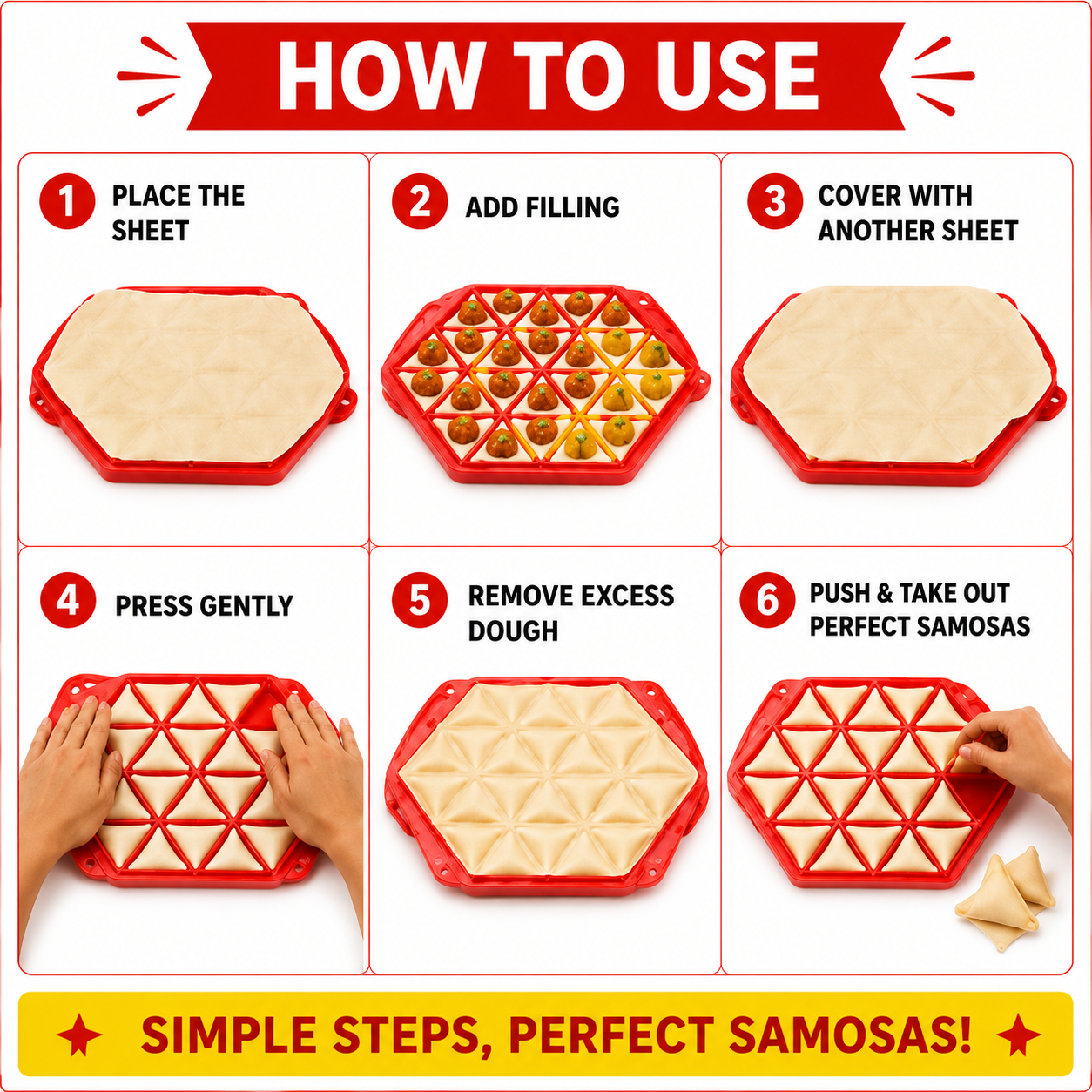 Samosa Maker Tray (Makes 24 Mini Samosas) - Quick & Easy Samosa Mould
