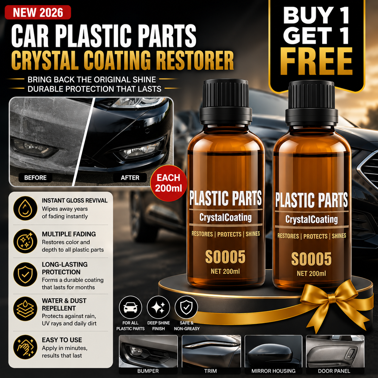 2026 Car Plastic Parts Crystal Coating Restorer BUY 1 GET 1 FREE