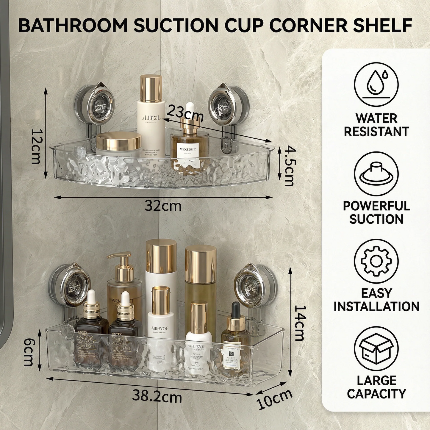 Bathroom Suction Cup Corner Shelf