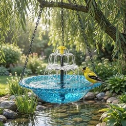 Outdoor Hanging Bird Bath & Feeder