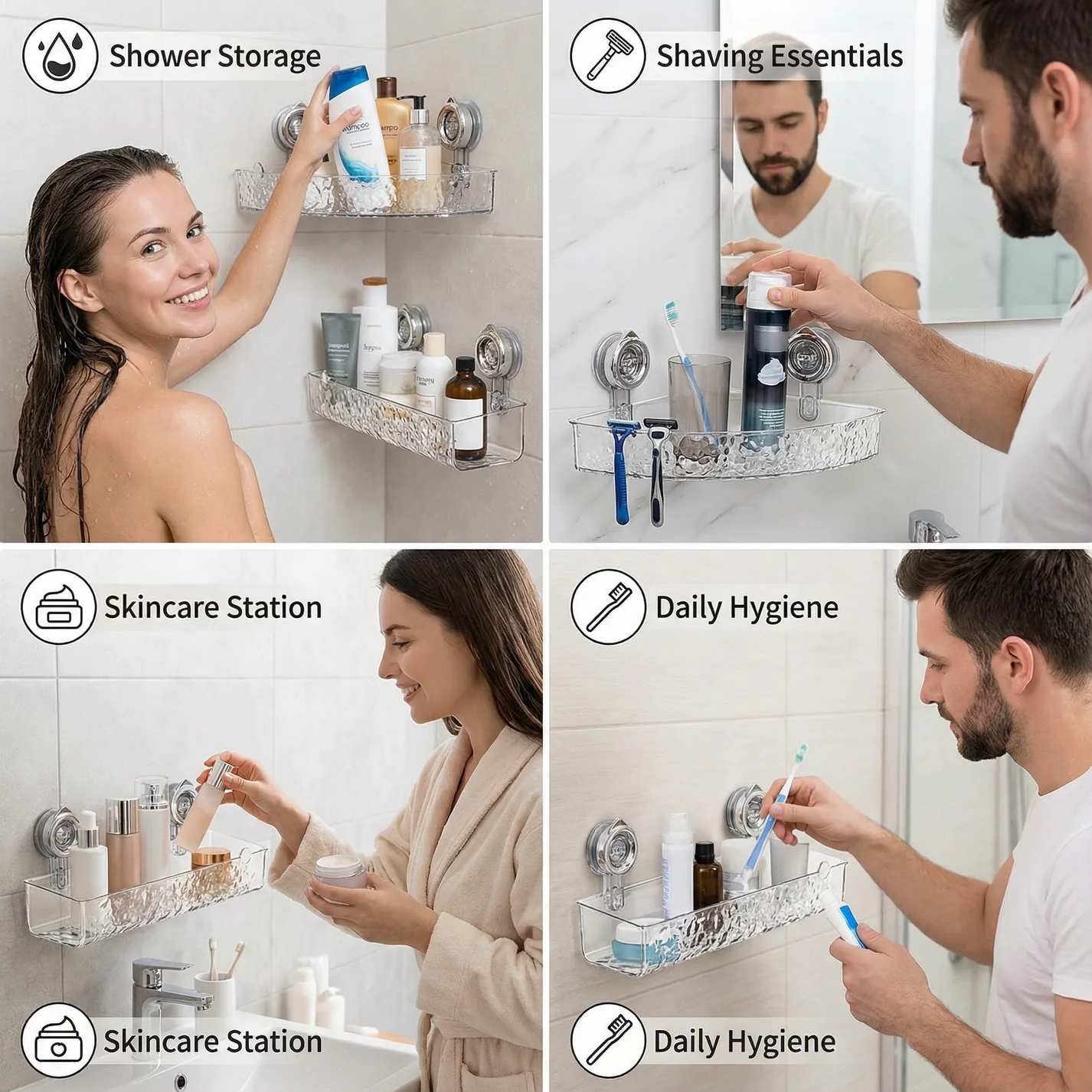 Bathroom Suction Cup Corner Shelf