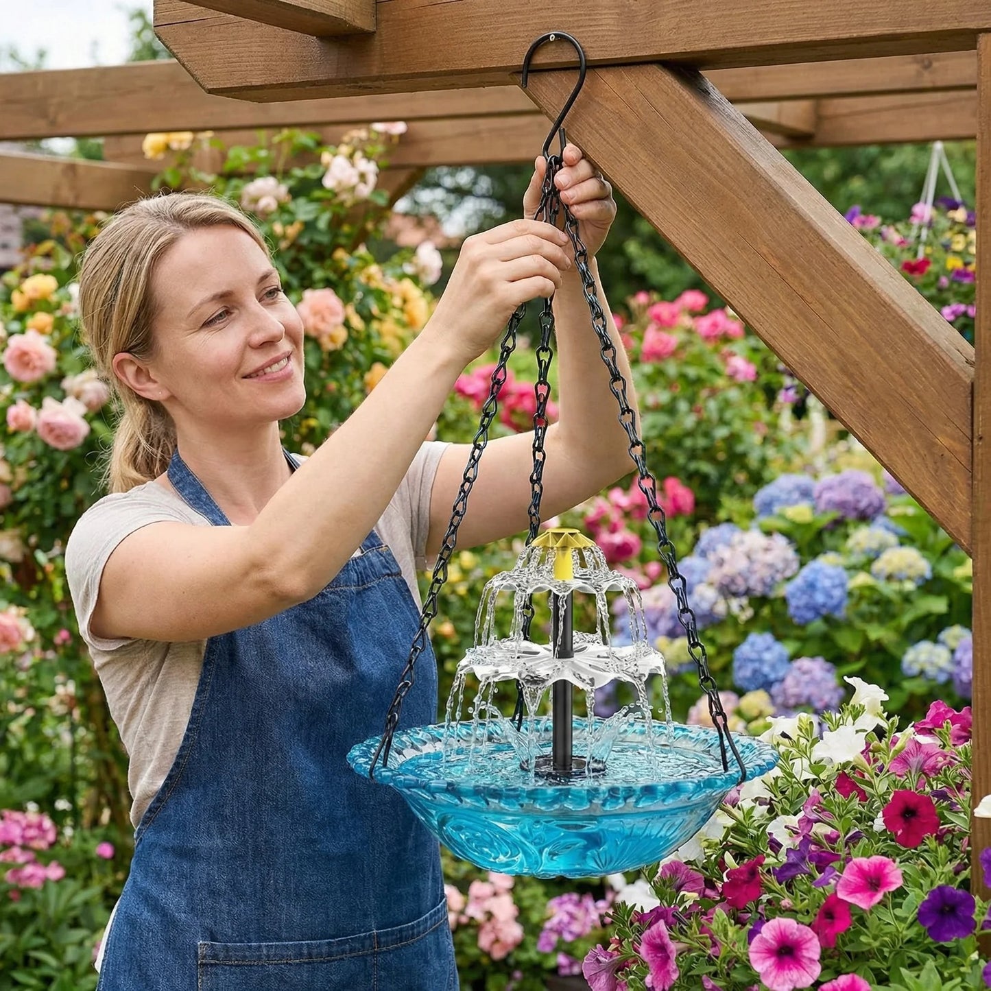 Outdoor Hanging Bird Bath & Feeder